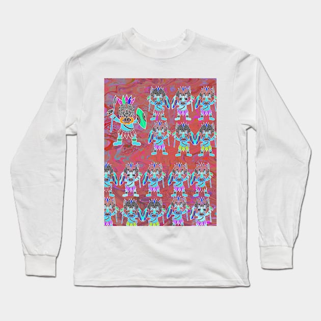 Dance of African Warriors V4 Long Sleeve T-Shirt by walil designer